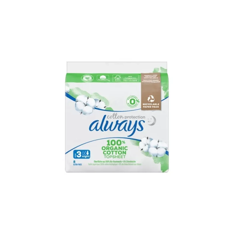 Always Cotton Protection 8 Serviettes Hygiéniques Taille 3 Night 3 Always Cotton Protection 8 Serviettes Hygiéniques Taille 3 Night