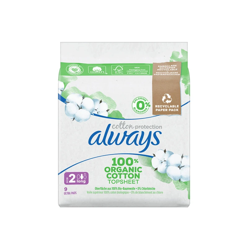 Always Cotton Protection 9 Serviettes Hygiéniques Taille 2 Long 3 Always Cotton Protection 9 Serviettes Hygiéniques Taille 2 Long
