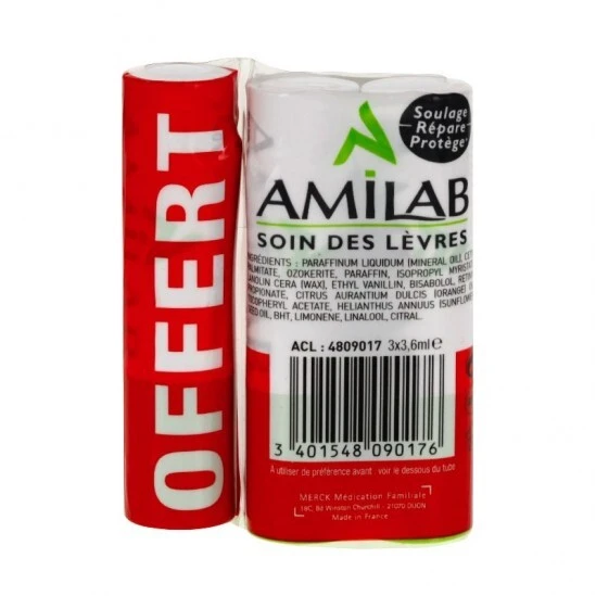 Amilab Baume Lèvres 3 Sticks X3.6ml 4 Amilab Baume Lèvres 3 Sticks X3.6ml – Image 2