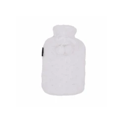 CALINDOO Bouillotte à Eau – Housse Pompons Blancs