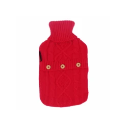 CALINDOO Bouillotte à Eau – Housse Tricot Rouge
