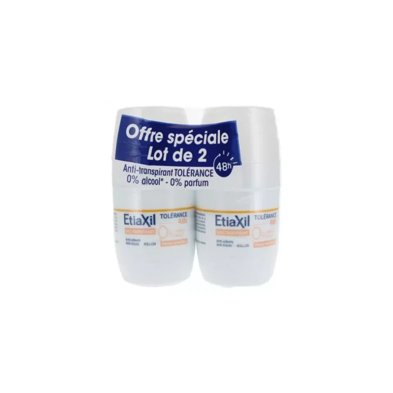 Etiaxil Anti-Transpirant Tolérance 48H Peaux Sensibles Roll-On Lot De 2 X 50 Ml 3 Etiaxil Anti-Transpirant Tolérance 48H Peaux Sensibles Roll-On Lot De 2 X 50 Ml