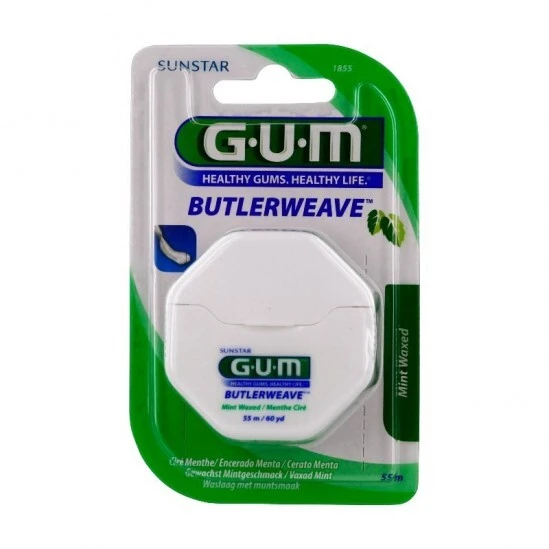 GUM Butlerweave 1855 Fil Dentaire Ciré Menthe 55m 3 GUM Butlerweave 1855 Fil Dentaire Ciré Menthe 55m