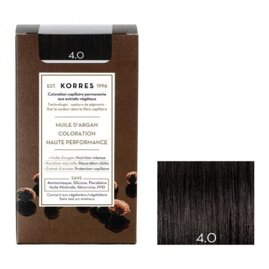 Korres Huile D'argan Coloration Permanente 4.0 Châtain 3 Korres Huile D'argan Coloration Permanente 4.0 Châtain