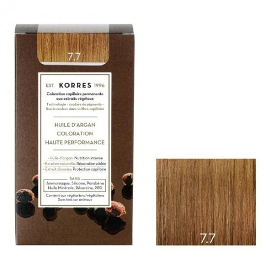 Korres Huile D'argan Coloration Permanente 7.7 Blond Marron 3 Korres Huile D'argan Coloration Permanente 7.7 Blond Marron