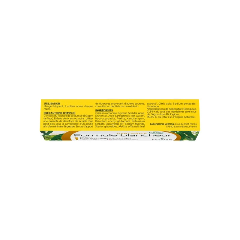 Lehning Dentifrice Formule Blancheur Bio 80gr 4 Lehning Dentifrice Formule Blancheur Bio 80gr – Image 2