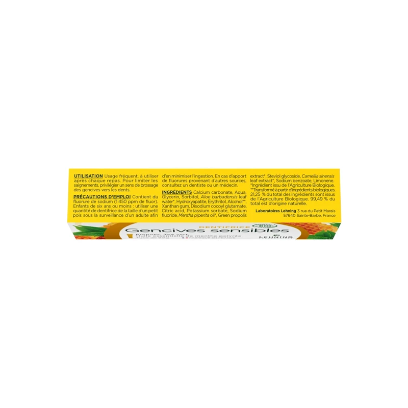 Lehning Dentifrice Gencives Sensibles Bio 80gr 4 Lehning Dentifrice Gencives Sensibles Bio 80gr – Image 2