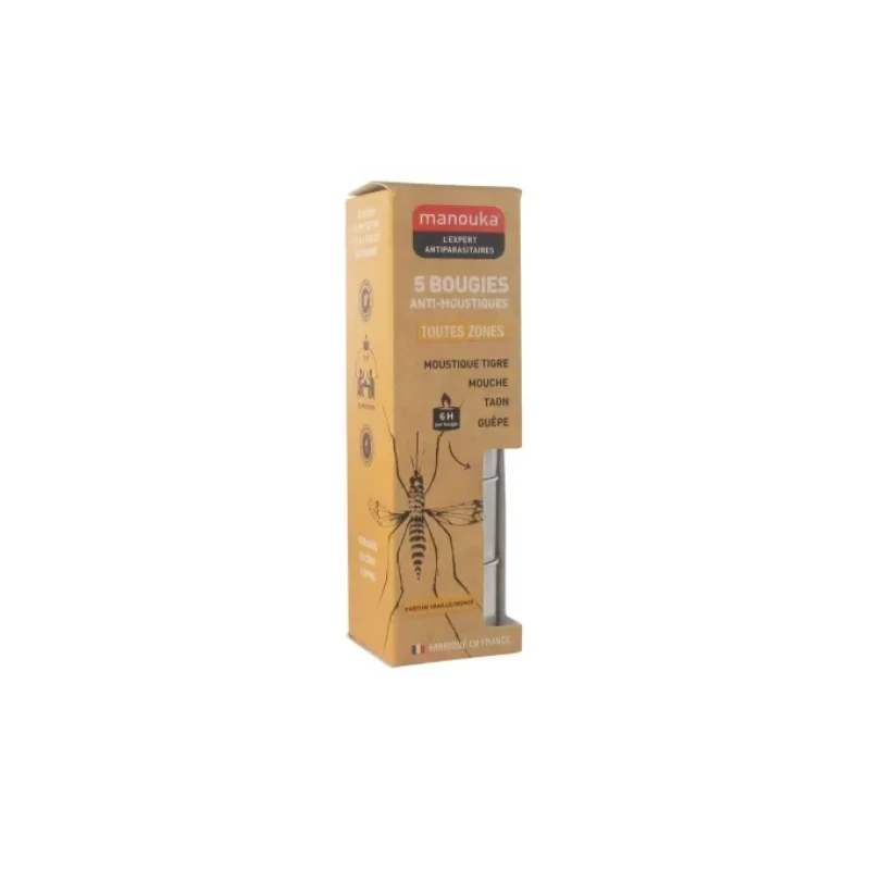 Manouka 5 Bougies Anti-Moustiques Toutes Zones Parfum Vanille/Monoï 3 Manouka 5 Bougies Anti-Moustiques Toutes Zones Parfum Vanille/Monoï