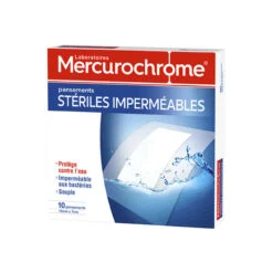 Mercurochrome Pansements Stériles Imperméables 10cm X 7cm