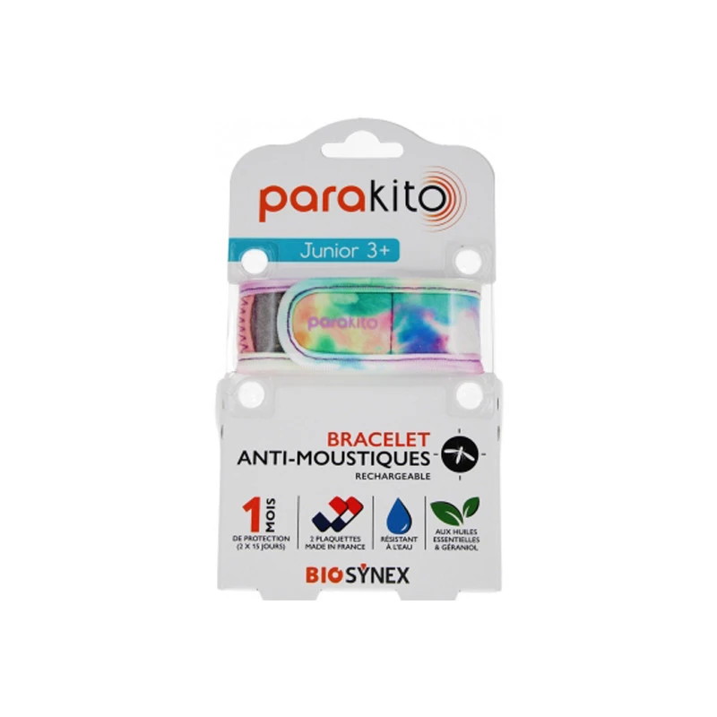Parakito Junior 3+ Bracelet Anti-moustiques Rechargeable Tie Et Dye 3 Parakito Junior 3+ Bracelet Anti-moustiques Rechargeable Tie Et Dye