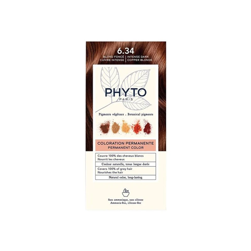 Phyto Kit Coloration Permanente 6.34 Blond Foncé Cuivré 3 Phyto Kit Coloration Permanente 6.34 Blond Foncé Cuivré
