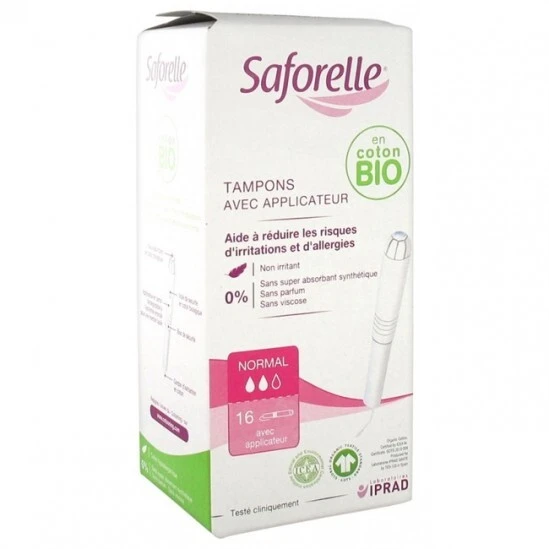 Saforelle 16 Tampons Normal Avec Applicateur Coton Bio 3 Saforelle 16 Tampons Normal Avec Applicateur Coton Bio