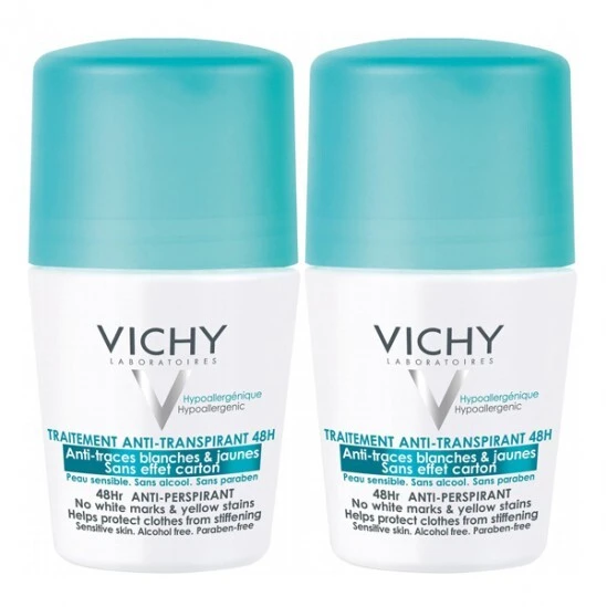Vichy Déodorant Anti-transpirant 48H Anti-trace Bille 2x50ml 3 Vichy Déodorant Anti-transpirant 48H Anti-trace Bille 2x50ml