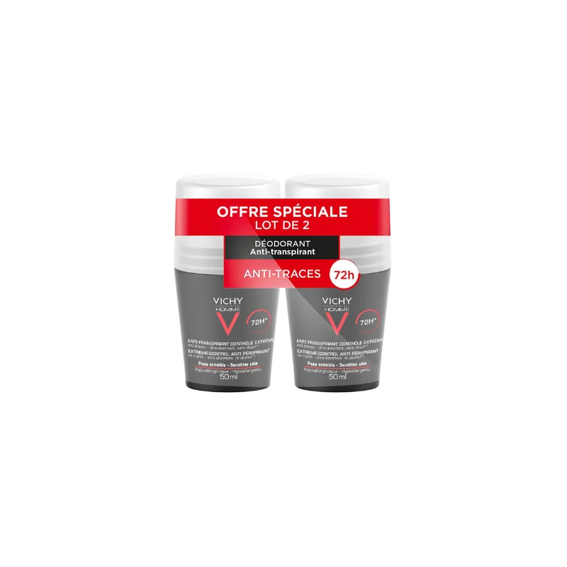 Vichy Déodorant Anti-Transpirant Efficace 72h Contrôle Transpiration Roll-on 2x50ml 3 Vichy Déodorant Anti-Transpirant Efficace 72h Contrôle Transpiration Roll-on 2x50ml